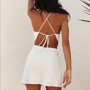 White Mini Dress, Cowl Neck with Open Back - NEW!